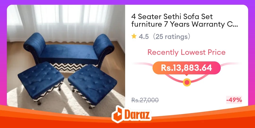 4 Seater Sethi Sofa Set furniture 7 Years Warranty