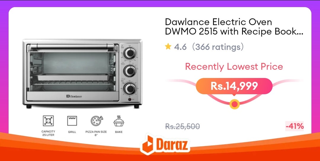 Dawlance Electric Oven DWMO 2515 with Recipe Book