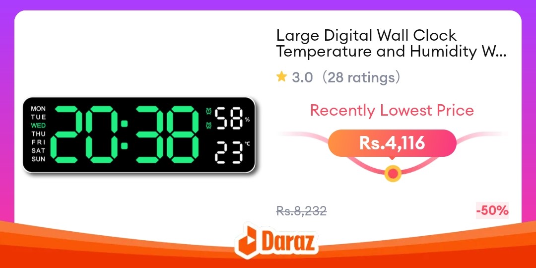 Large Digital Wall Clock Temperature